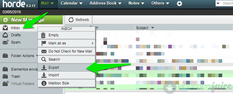 Exportamos los correos electrónicos en formato MBOX desde webmail.